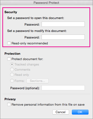 Word For Mac 2011 Password Protect